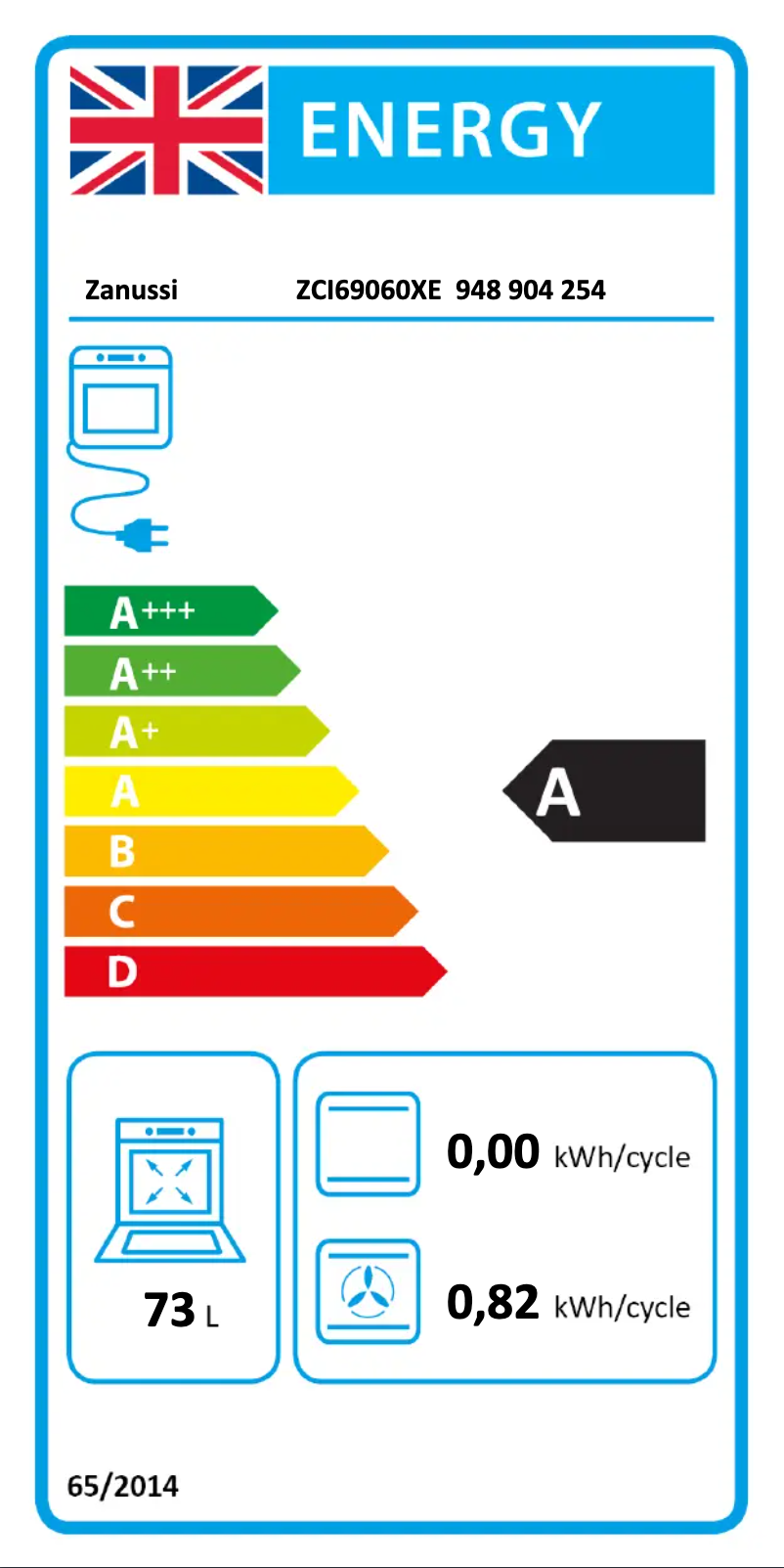 Page n°1 - Label énergétique Zanussi ZCI69060XE