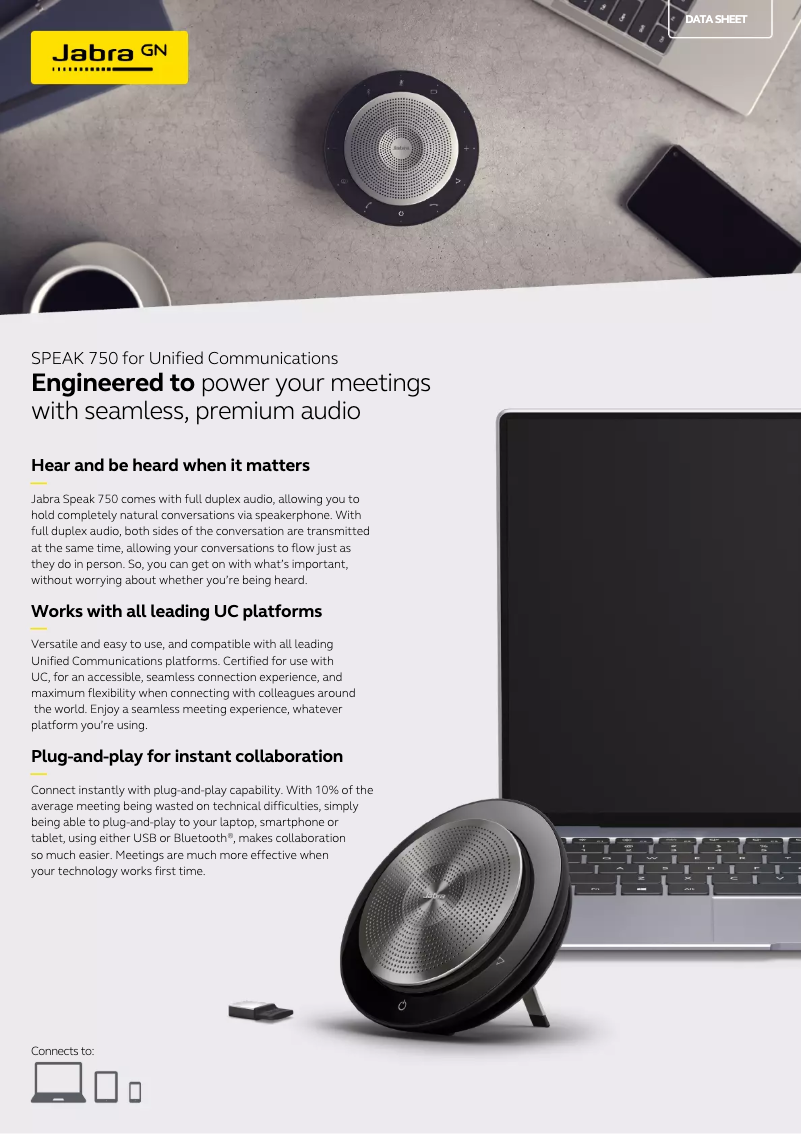 Page 1 de la notice Manuel utilisateur Sennheiser Speak 750 UC