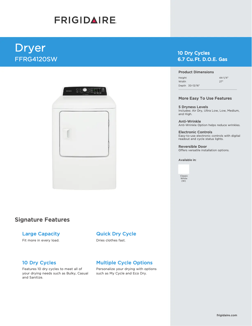 Image de la première page du manuel de l'appareil FFRG4120S