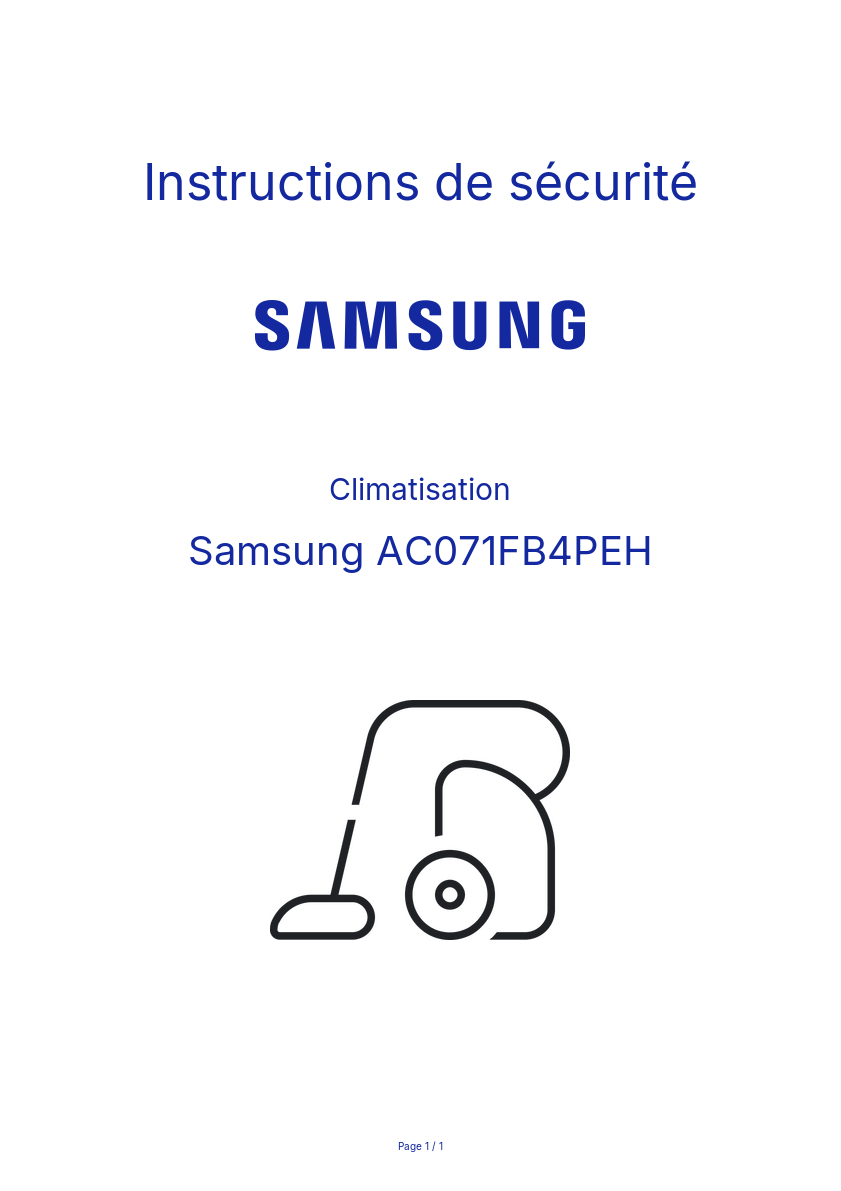 Image de la première page du manuel de l'appareil AC071FB4PEH