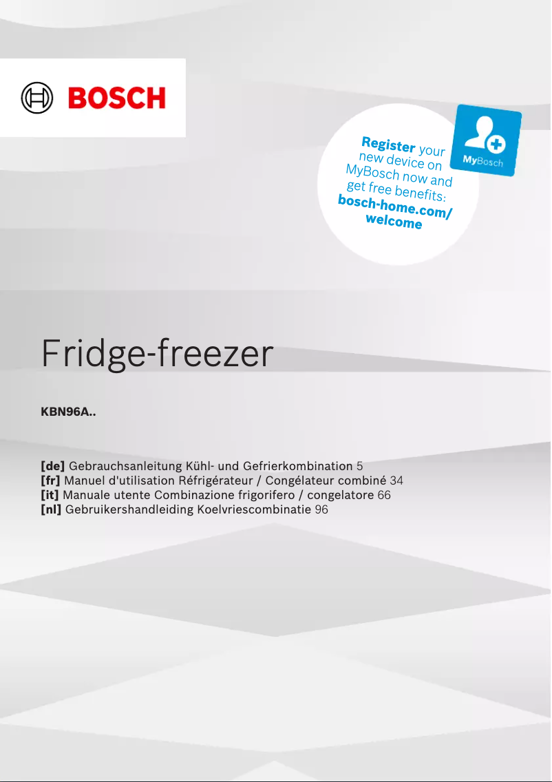 Page n°1 - Manuel utilisateur Bosch KBN96ADD0