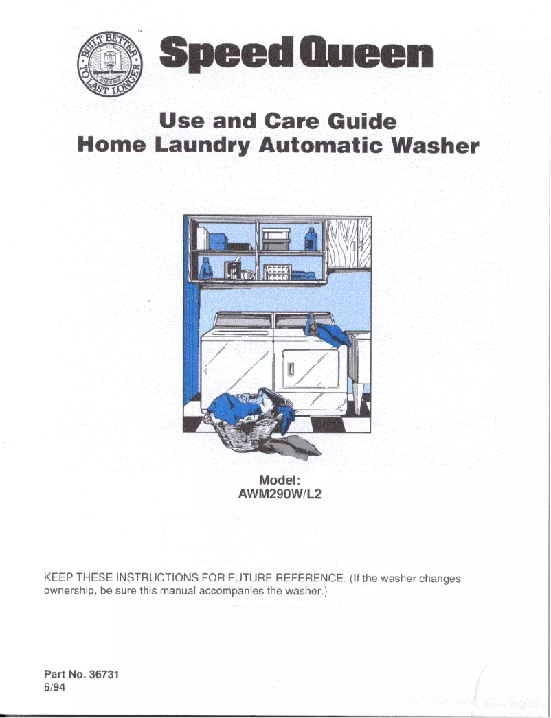 Page 1 de la notice Manuel utilisateur Speed Queen AWM290W2