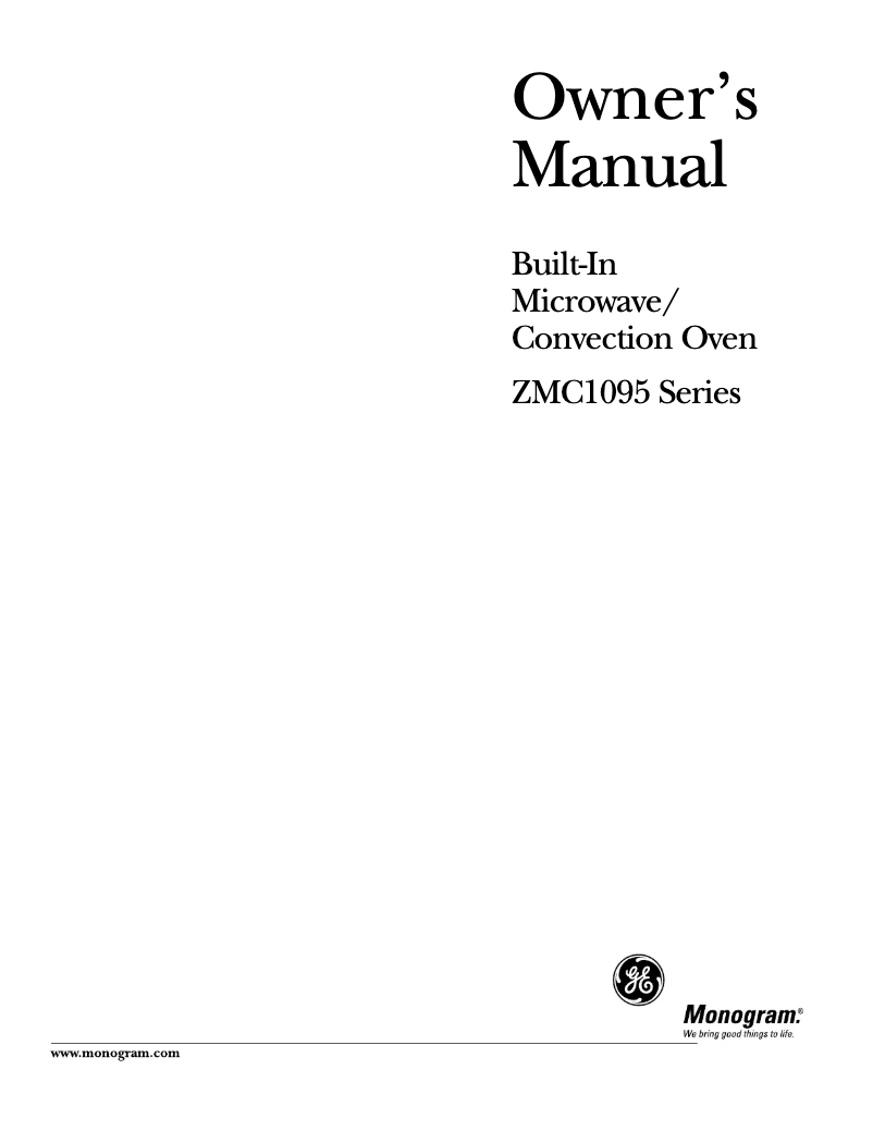 Página 1 del manual Manual de uso y mantenimiento GE ZMC1095WB