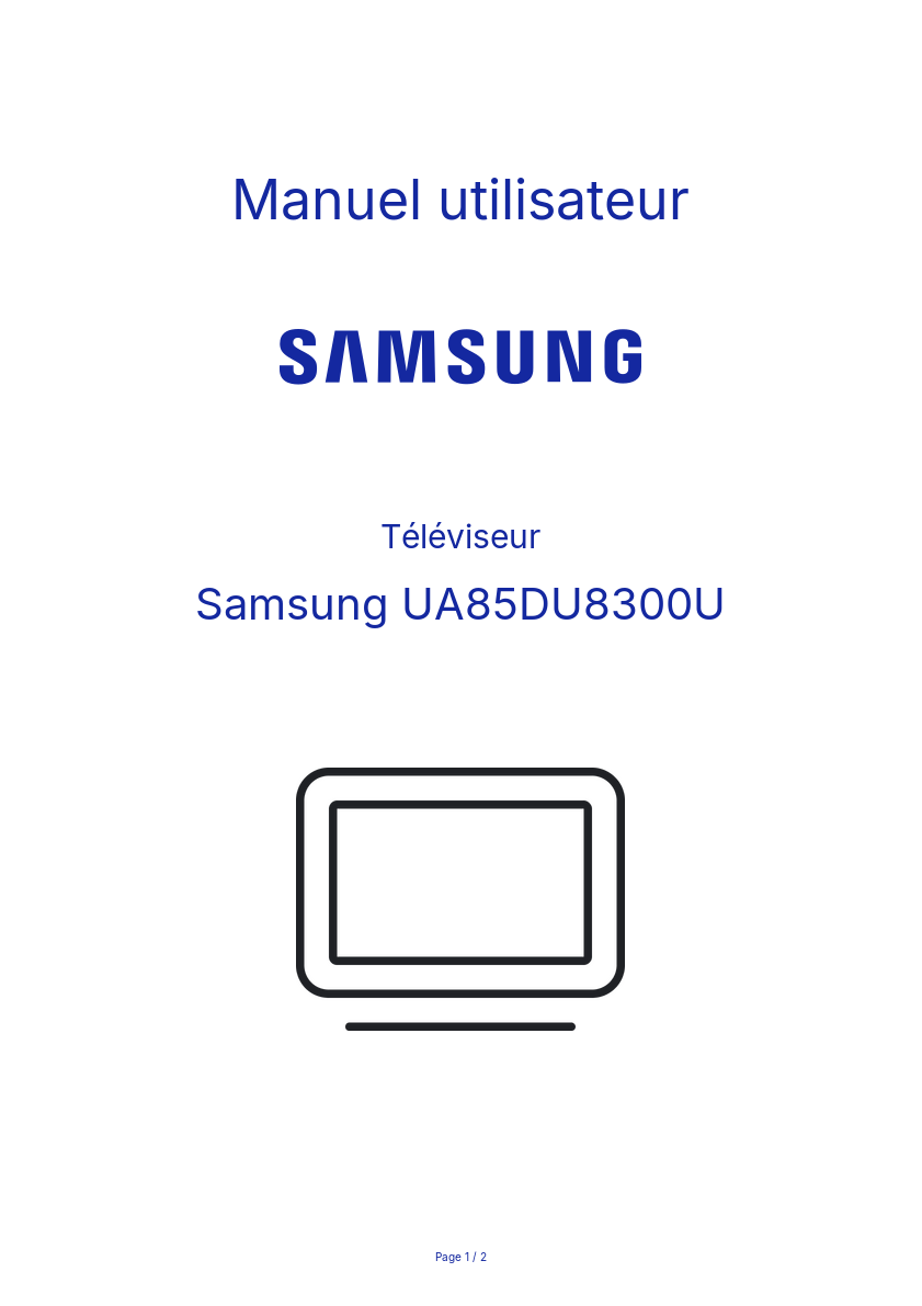 Page n°1 - Manuel utilisateur Samsung UA85DU8300U