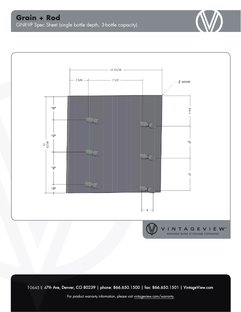 Page 1 de la notice Fiche technique VintageView GNR-WALNUT