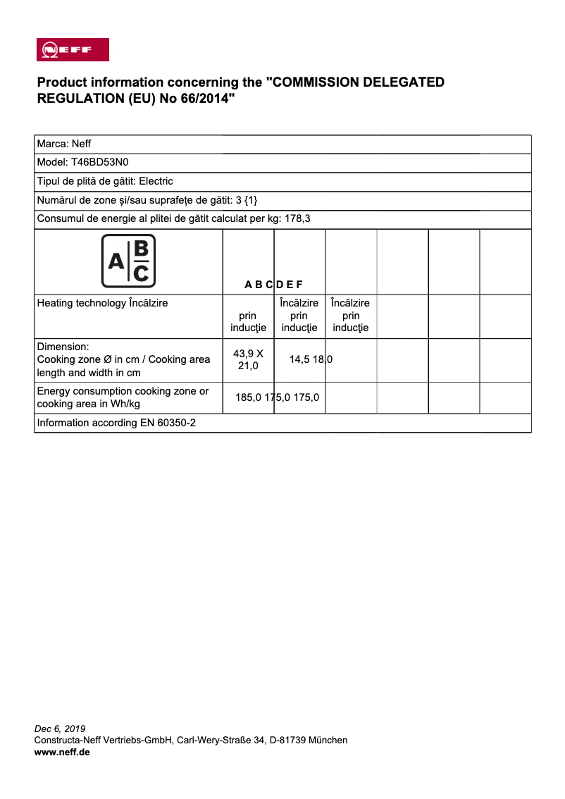 Page n°1 - Fiche technique Neff T46BD53N0