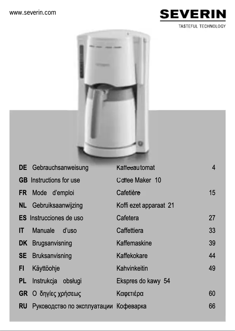 Page 1 de la notice Manuel utilisateur Severin KA 9234