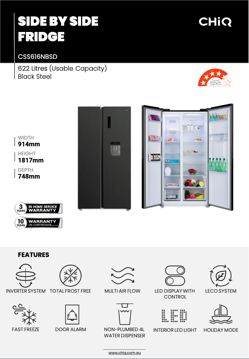 Page 1 de la notice Fiche technique CHiQ CSS616NBSD