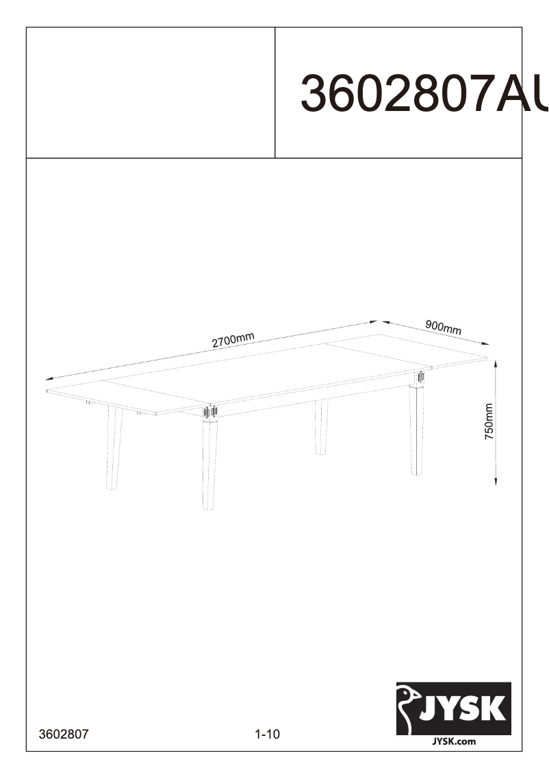 Page 1 de la notice Manuel utilisateur JYSK Aulum (90x180)