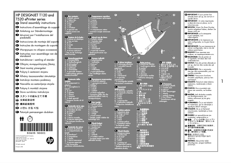 Page n°1 - Instructions / montage HP Designjet T520