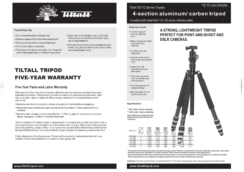 Page n°1 - Manuel utilisateur Tiltall TC-224