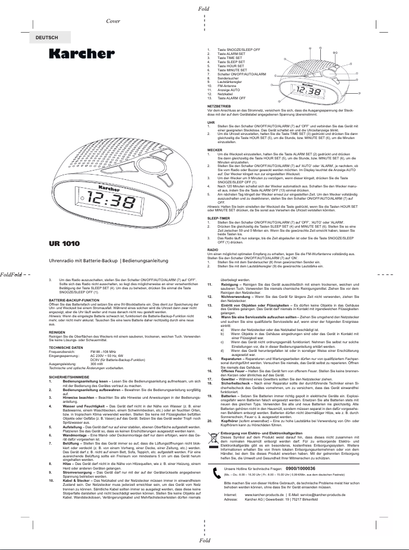 Página 1 del manual Manual de usuario Karcher Audio UR 1010
