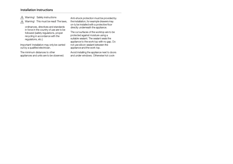 Page 1 de la notice Guide d'installation Electrolux EHI845BB