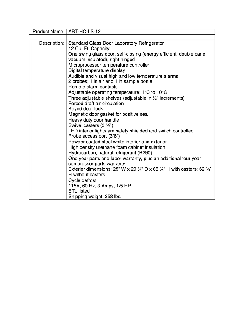 Page 1 de la notice Manuel utilisateur American BioTech Supply ABT-LS-12
