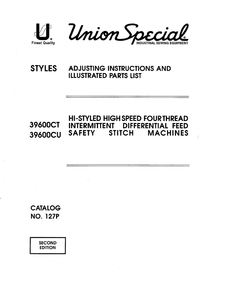 Page 1 de la notice Manuel utilisateur Union Special 39600CU