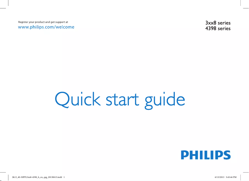 Page 1 of the manual Quick Start Guide Philips 40PFL3148H