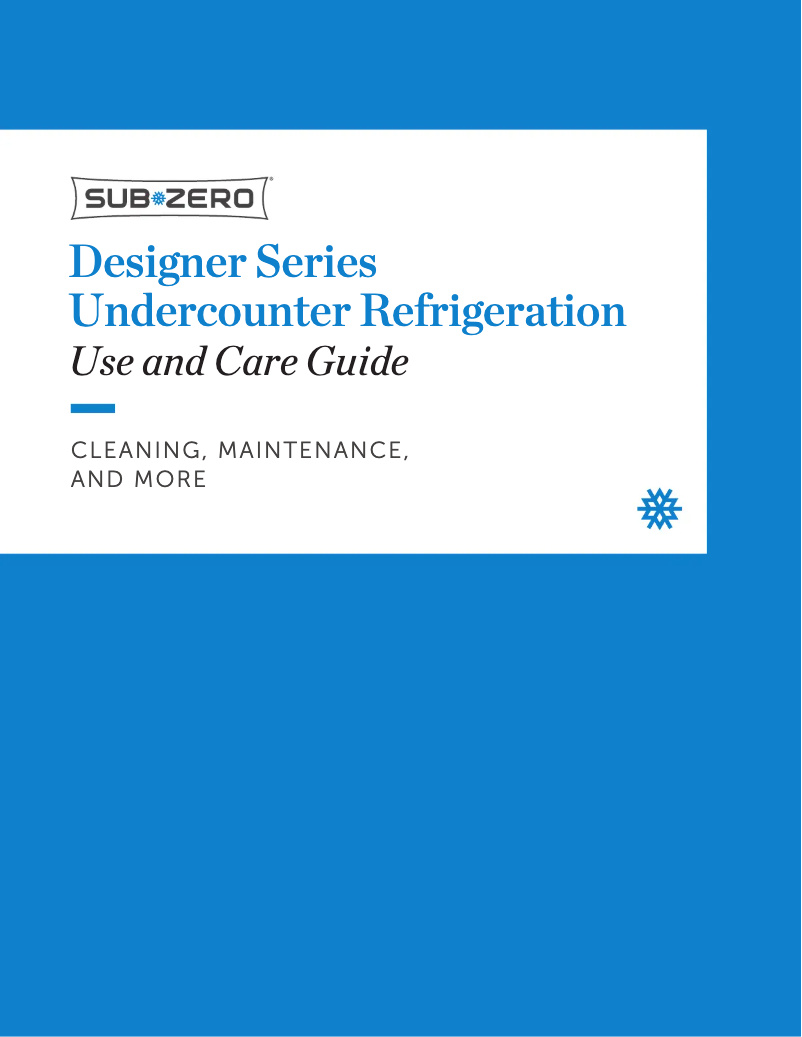 Page n°1 - Manuel d'utilisation et d'entretien Sub-Zero DEU2450R