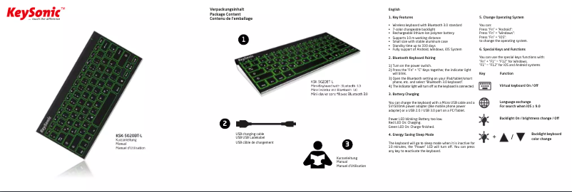 Page n°1 - Manuel utilisateur KeySonic KSK-5020BT