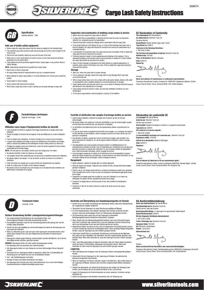 Page n°1 - Manuel utilisateur Silverline 356874