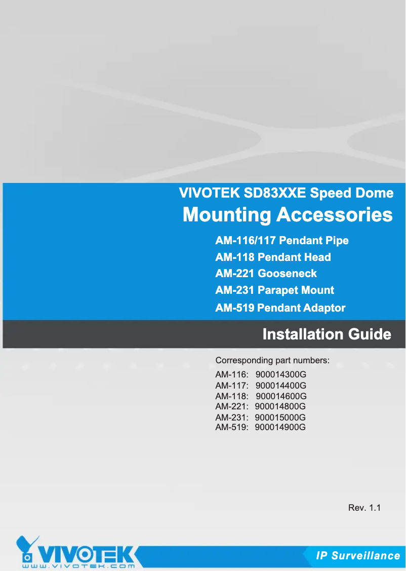 Page 1 de la notice Manuel utilisateur Vivotek AM-118