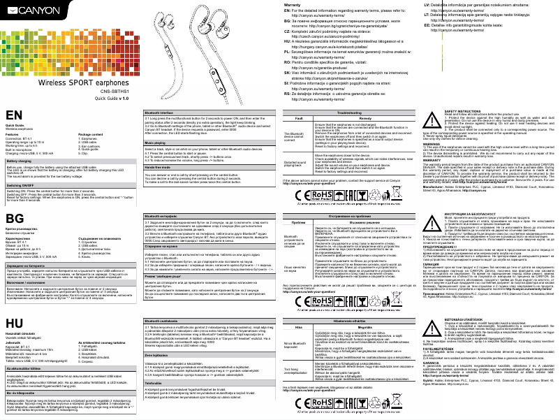 Page n°1 - Manuel utilisateur Canyon Wireless SPORT CNS-SBTHS1B