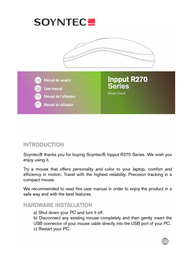 Page n°1 - Manuel utilisateur Soyntec Inpput R270