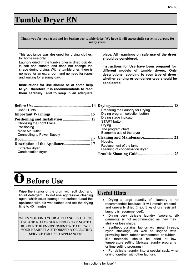 Page 1 de la notice Manuel utilisateur Gorenje WT911
