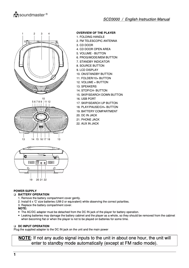 Image de la première page du manuel de l'appareil SCD3000