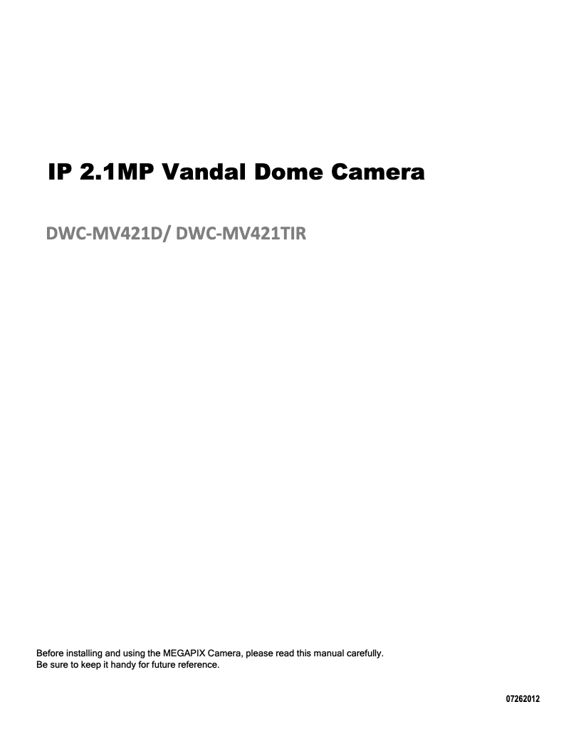 Image de la première page du manuel de l'appareil DWC-MV421D