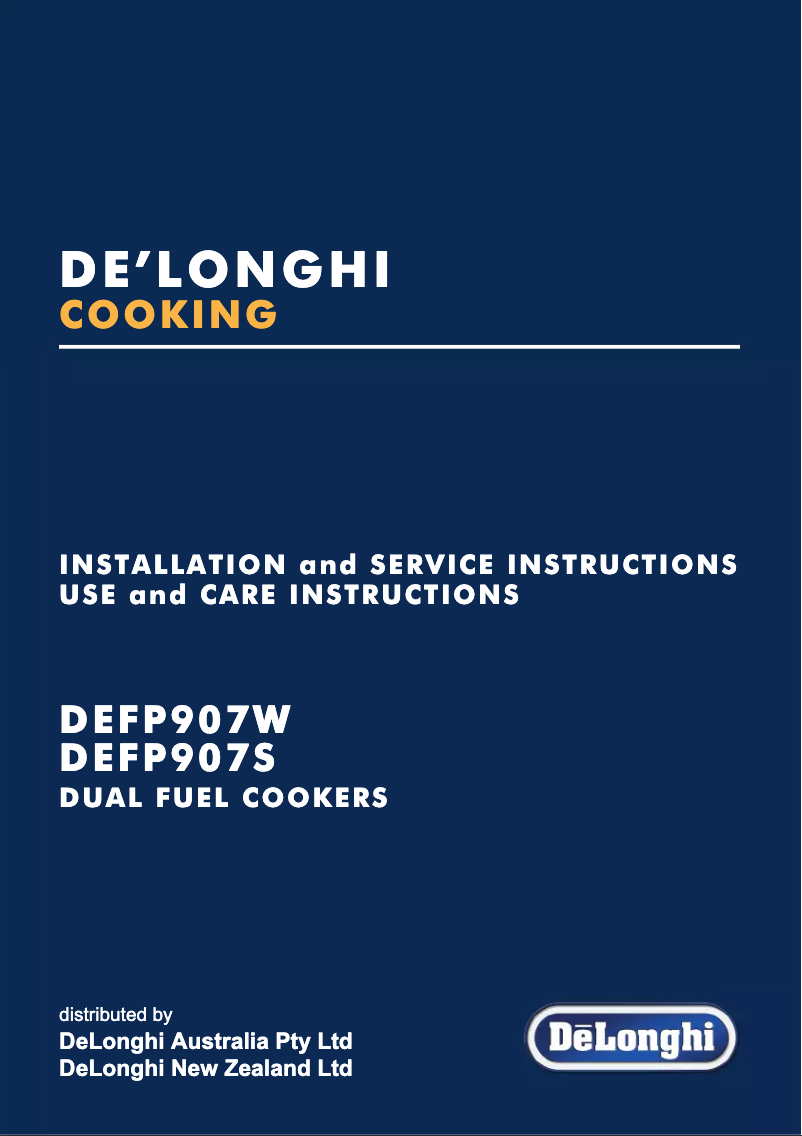 Page 1 of the manual User Manual DeLonghi DEFP907S