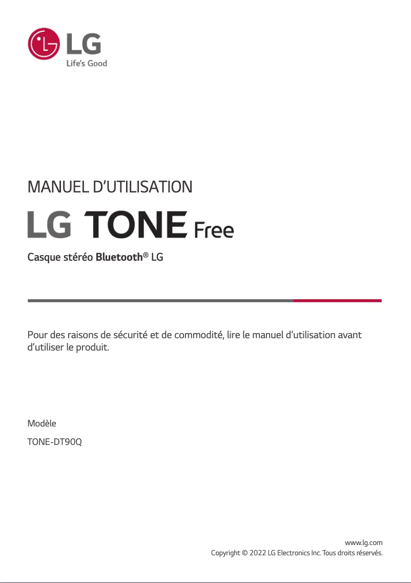 Page n°1 - Manuel utilisateur LG Tone Free TONE-DT90Q