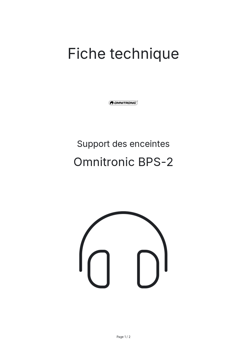 Page n°1 - Fiche technique Omnitronic BPS-2