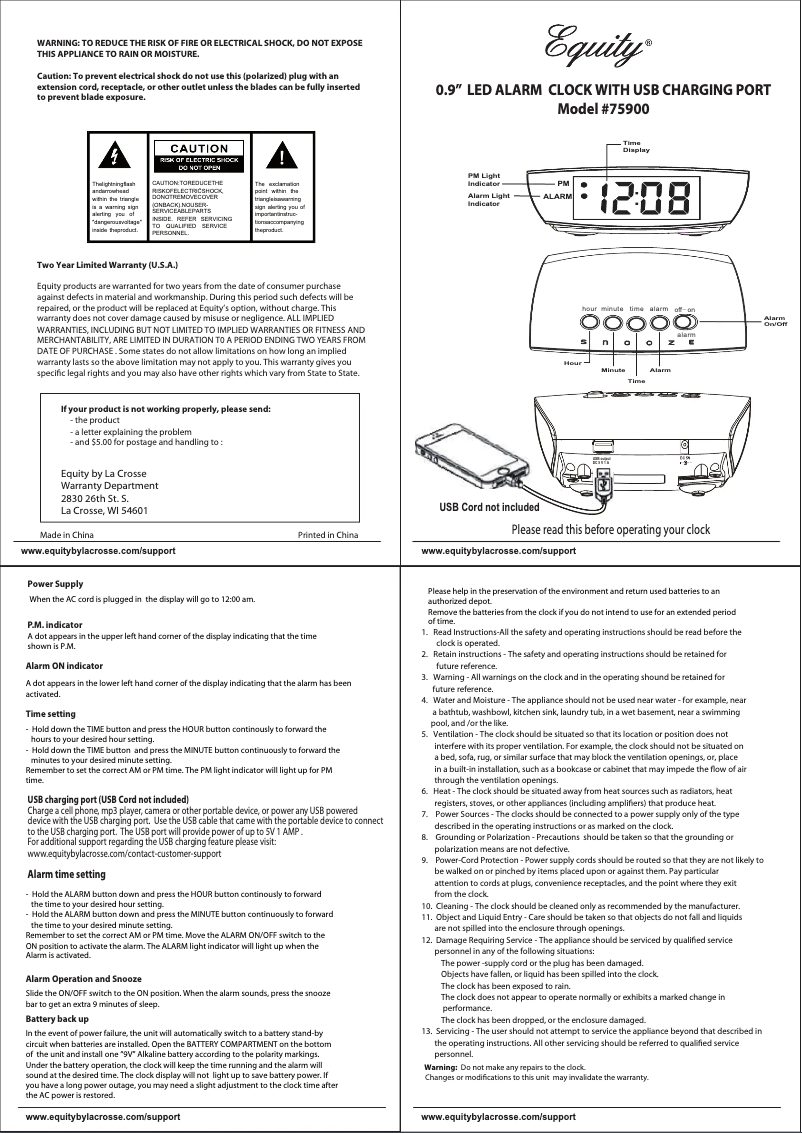 Page n°1 - Manuel utilisateur La Crosse Technology 75900
