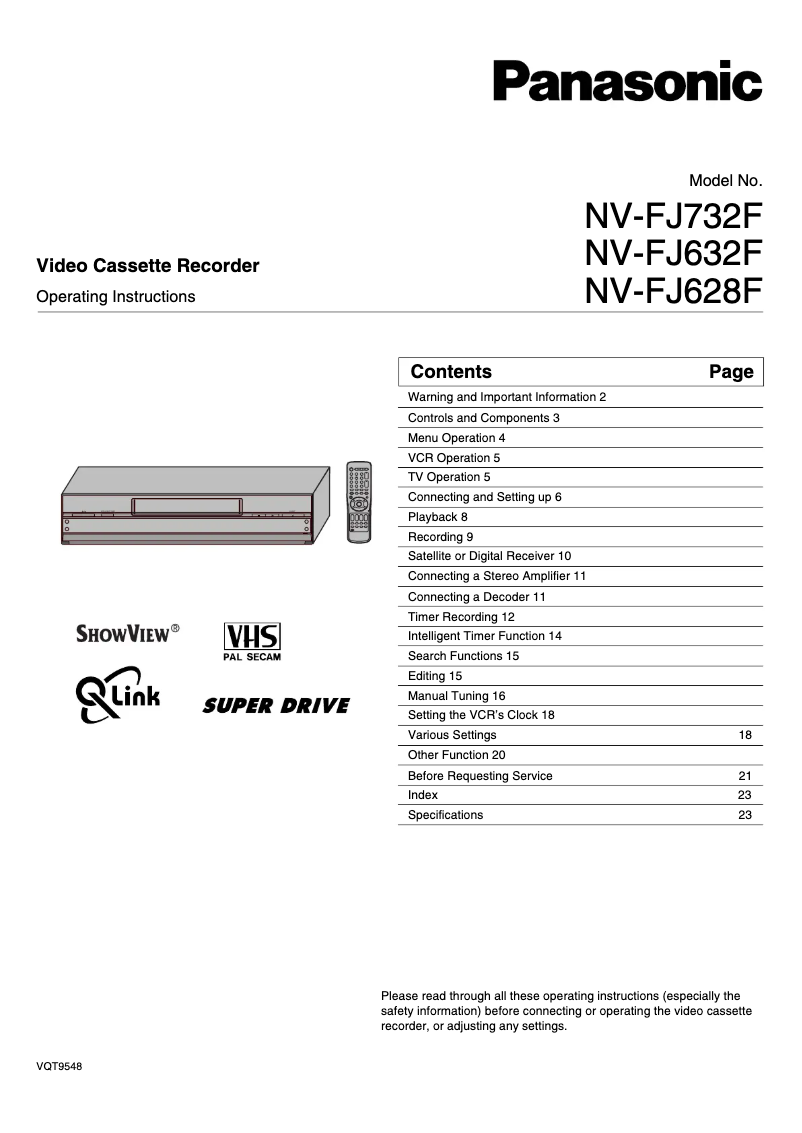 Page n°1 - Manuel utilisateur Panasonic NV-FJ732F