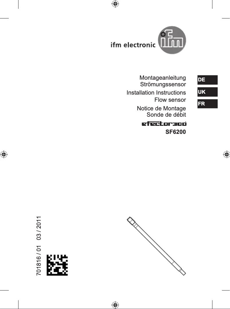Page 1 de la notice Manuel utilisateur IFM SF6200