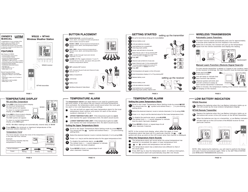 Page 1 de la notice Manuel utilisateur UPM WT440