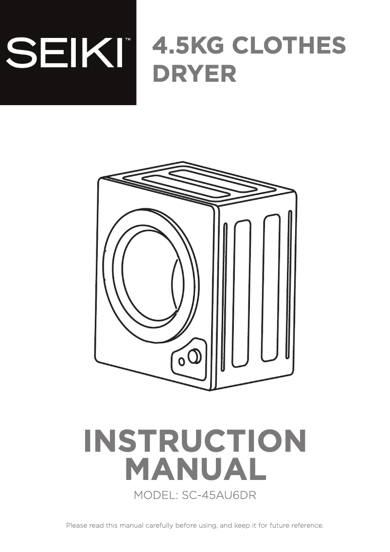 Page n°1 - Manuel utilisateur Seiki SC-45AU6DR