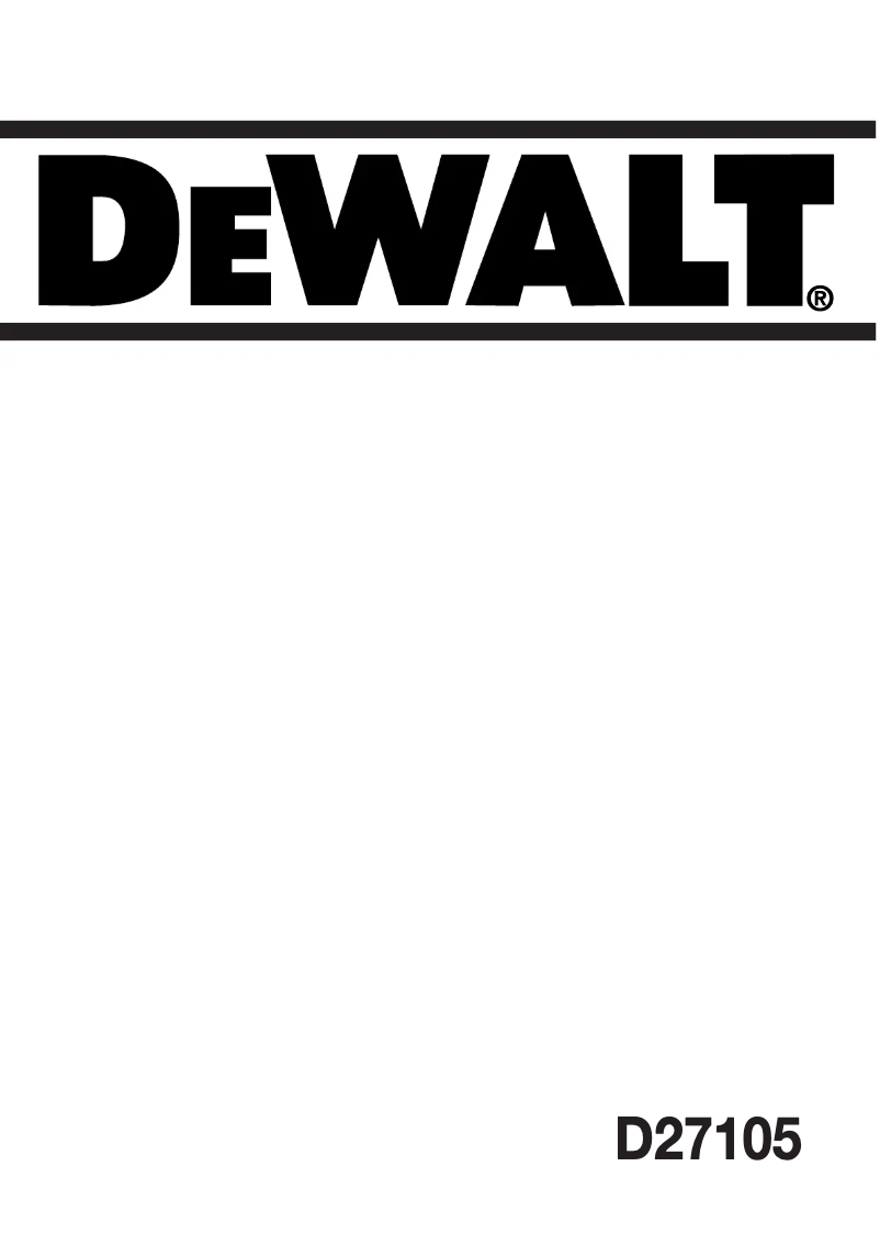 Page n°1 - Manuel utilisateur DeWalt D27105