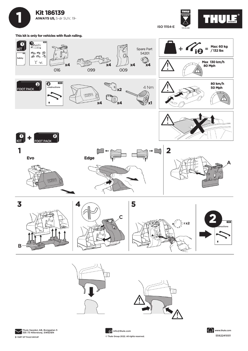 Page n°1 - Manuel utilisateur Thule Kit 186139