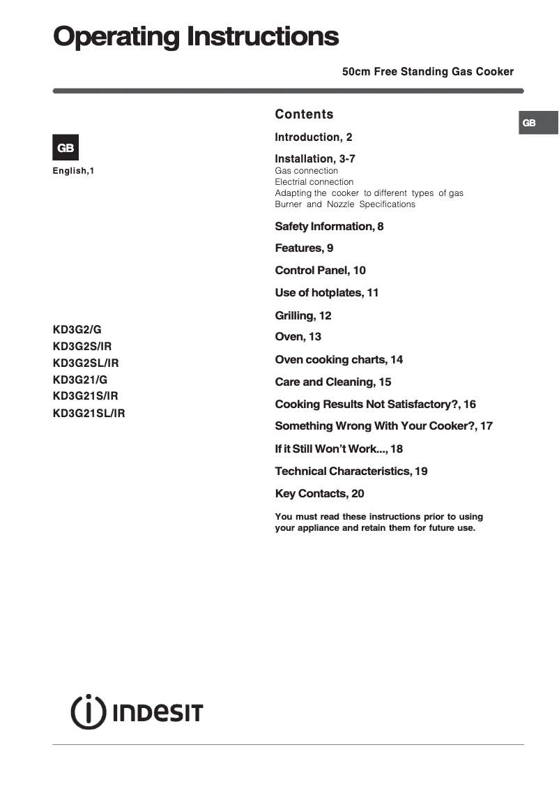 Página 1 del manual Manual de usuario Indesit KD3G2SAIR