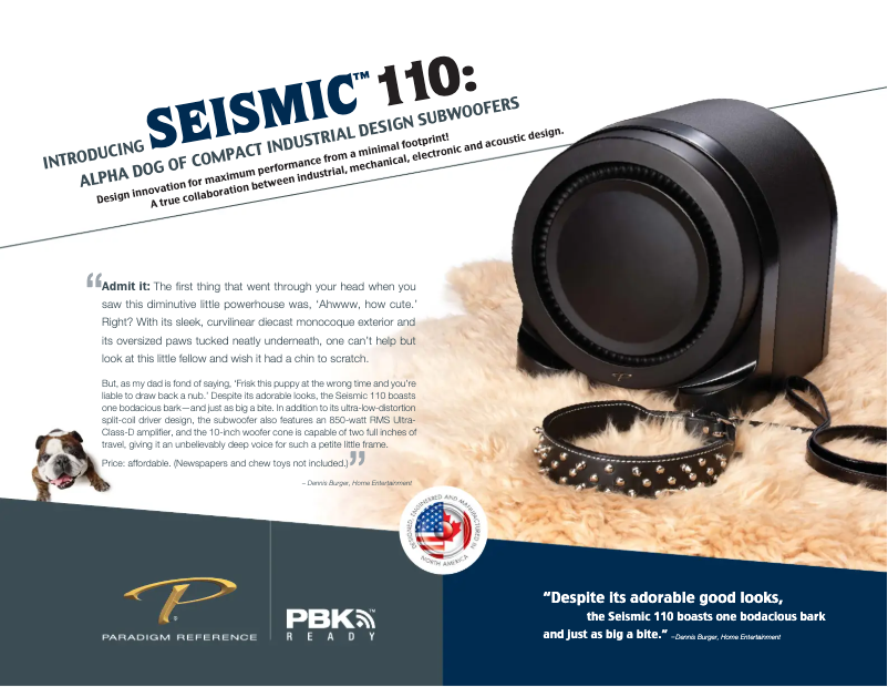 Page n°1 - Fiche technique Paradigm Seismic 110