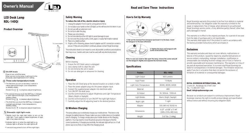 Page n°1 - Manuel utilisateur Royal Sovereign RDL-140Qi