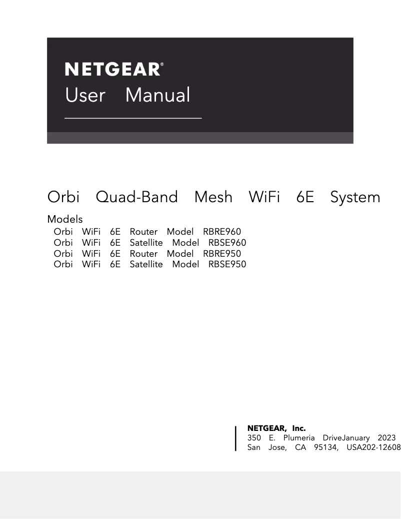 Page n°1 - Manuel utilisateur Netgear RBSE960
