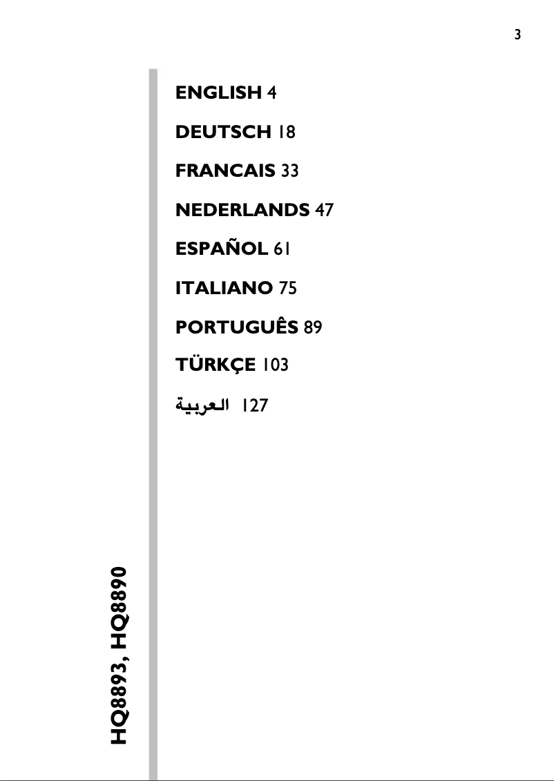 Page 1 de la notice Manuel utilisateur Philips HQ8890