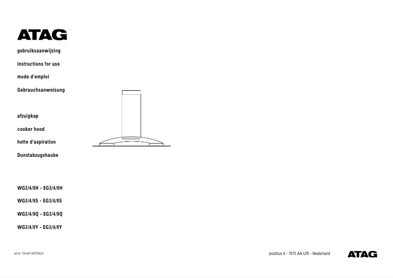 Page 1 de la notice Manuel utilisateur Atag WG811Y