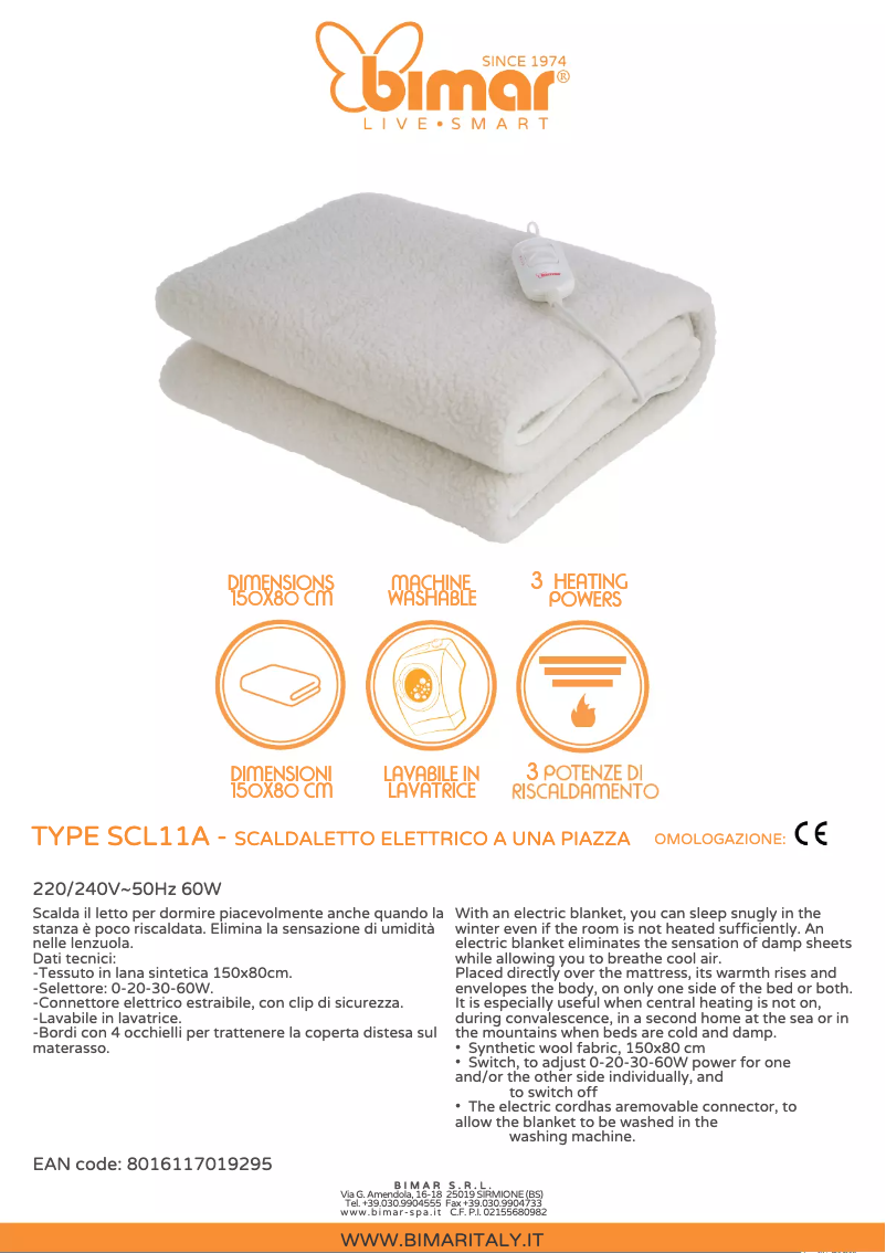 Page n°1 - Fiche technique Bimar SCL11A