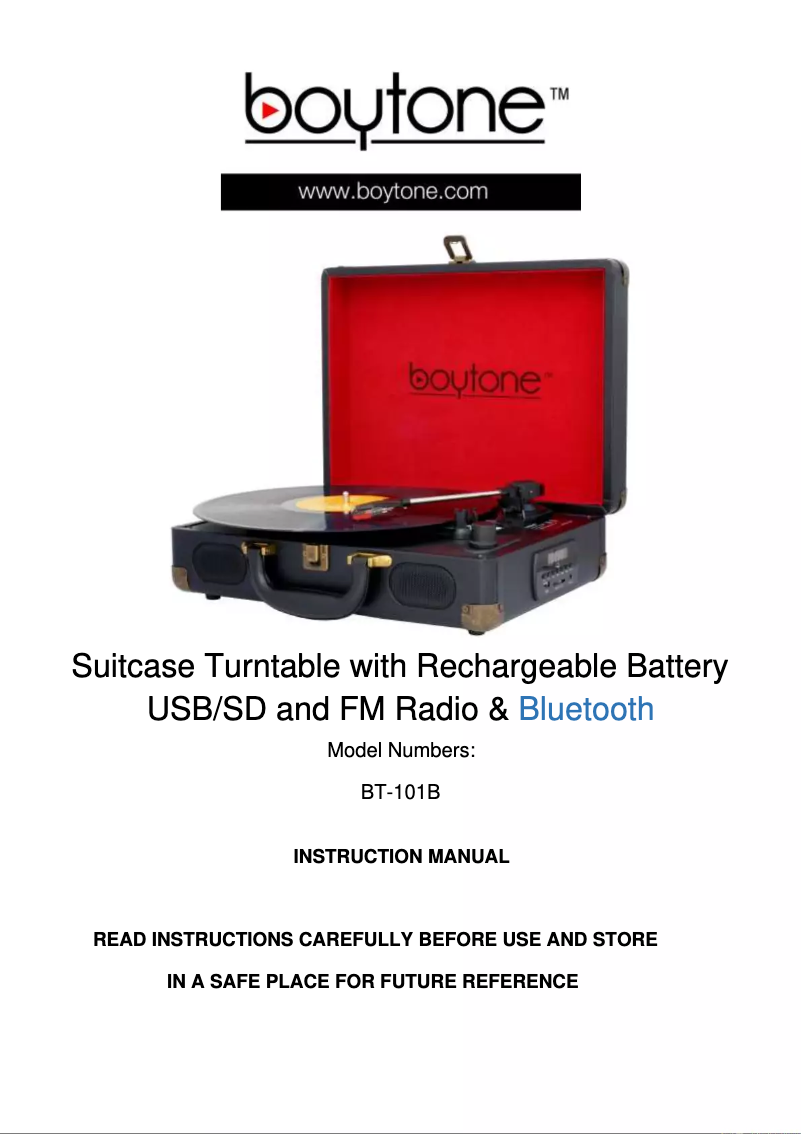 Page n°1 - Manuel utilisateur Boytone BT-101BL