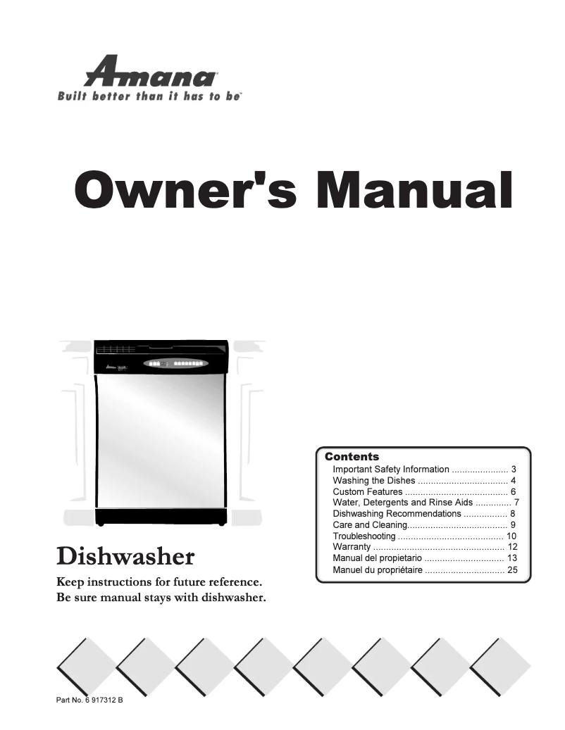 Page n°1 - Manuel utilisateur Amana ADW862EAC
