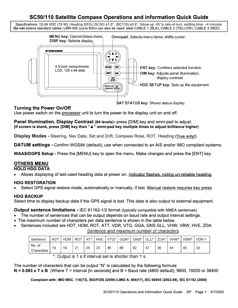 Page 1 de la notice Manuel utilisateur Furuno SC50