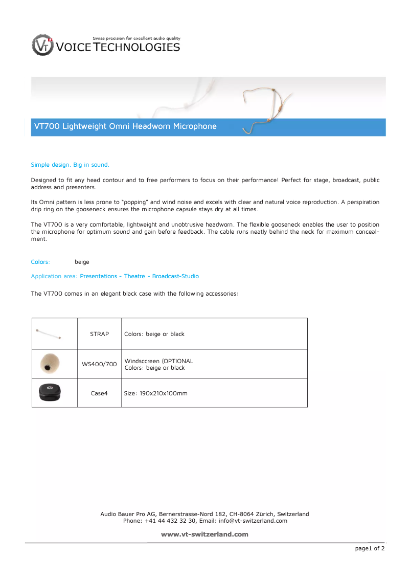 Página 1 del manual Manual de usuario Voice Technologies VT700
